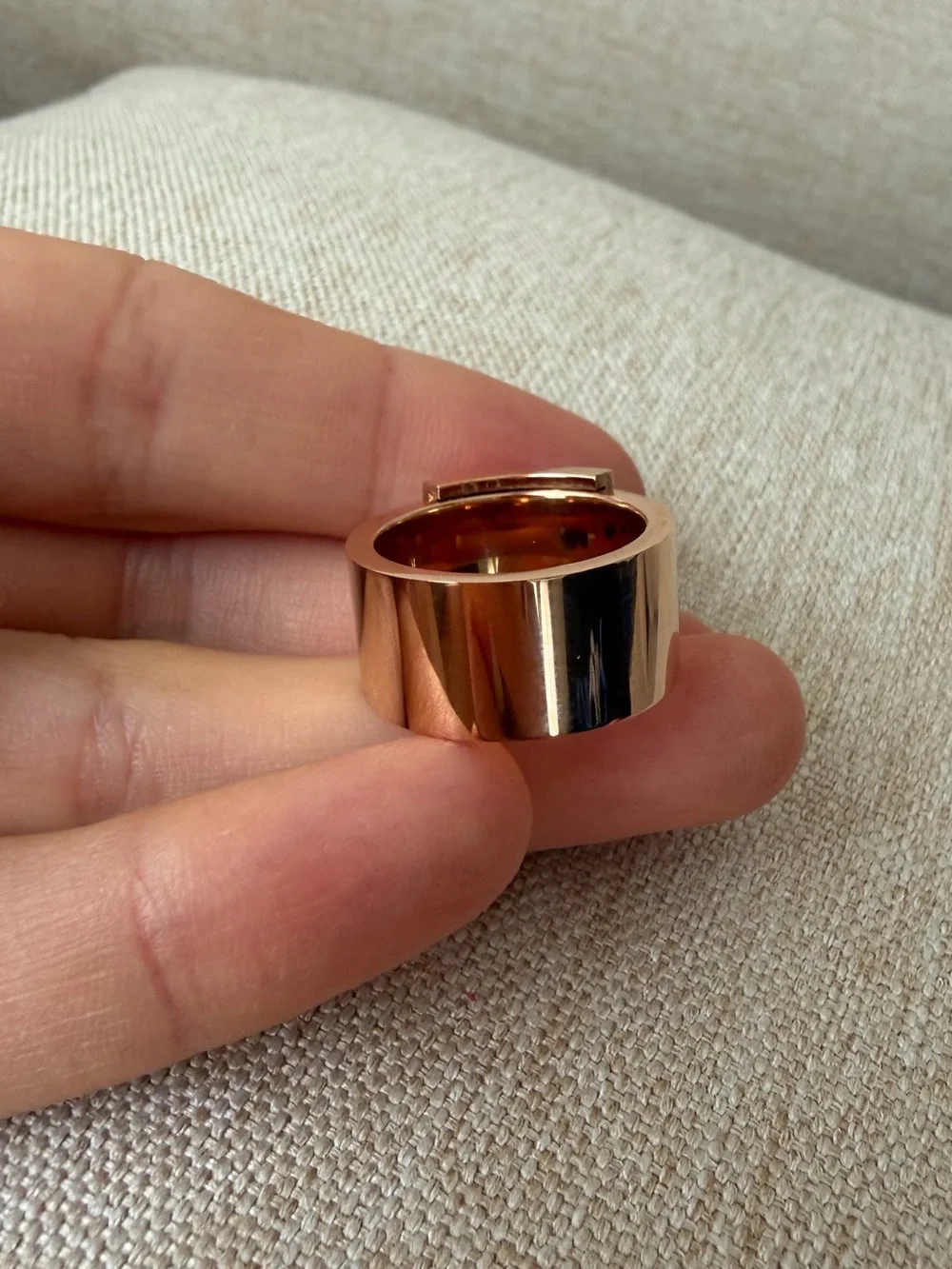 Michael Kors Rose Gold Wide Plate Ring with Screw Detail